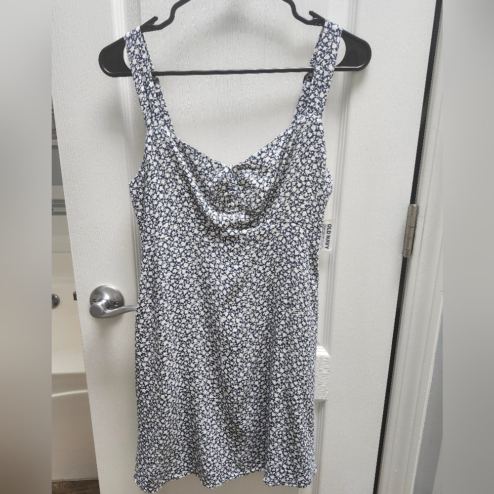 Navy and White Floral Dress